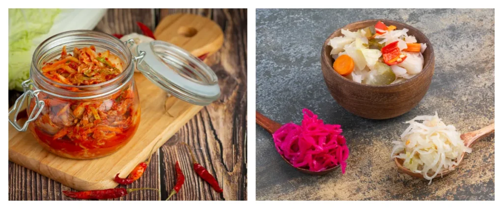 ۵ غذای فراسودمند برای سلامت روده و گوارش: راهنمای کامل 2 کیمچی و کلم ترش به عنوان غذای فراسودمند